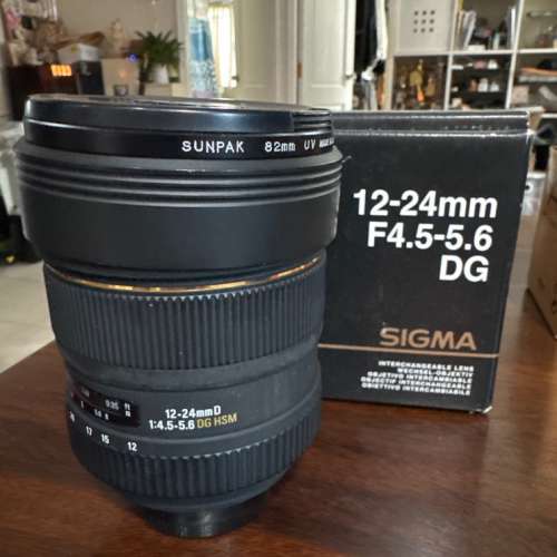Sigma 12-24mm F4.5-5.6 DG HSM魚眼鏡 連sunpak 82mm UV filter
