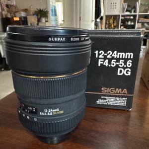 Sigma 12-24mm F4.5-5.6 DG HSM魚眼鏡 連sunpak 82mm UV filter