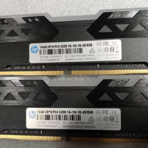 HP V8 RGB DDR4 3200 U-DIMM 16GB (單條)x2 共32GB Desktop Ram