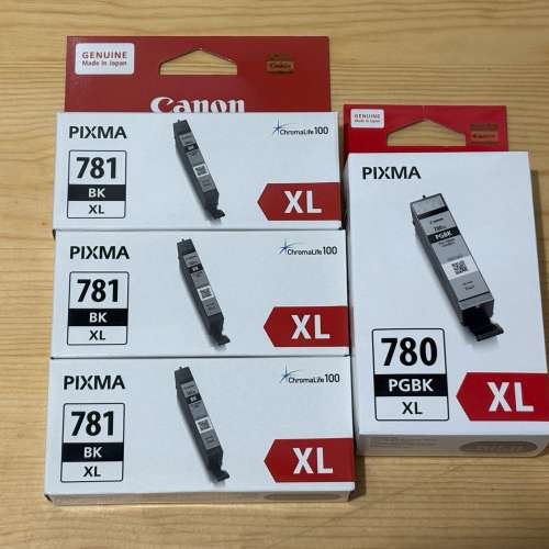 Canon PIXMA 781 BK XL 3盒，780 PGBK XL 1盒