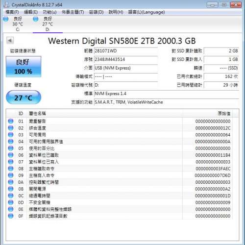 99%新 行貨 SanDisk Extreme Portable SSD 2TB