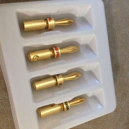 🎵CHOSEAL Copper Speaker Wire Adapter Connector 4pc Set NEW 全新喇叭線接頭蕉頭...