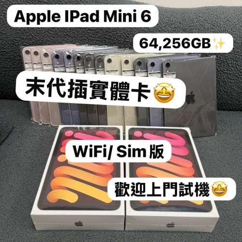 (51勞動節優惠🔥末代實體插卡版）Apple iPad mini 6/64,256GB🔥/插卡版/銀🤍灰🩶紫...