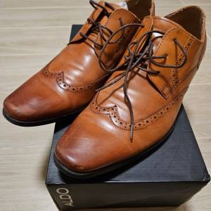 全新Aldo Men's dress Shoes 男裝皮鞋 有花 啡色 brown pattern EU42.5 leather sn...
