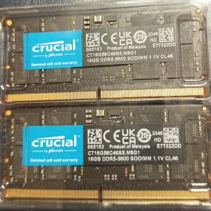 Crucial DDR5-5600 32GB (2x16GB) SO-DIMM (Laptop 或 迷你電腦用)