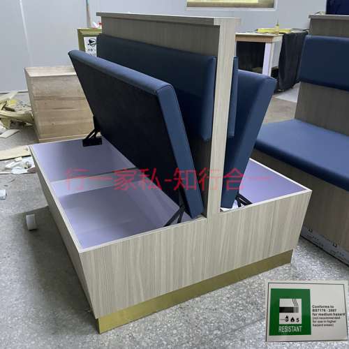 香港粉面店储物梳化卡位，靠墙长条卡位梳化，BS7176防火梳化批发