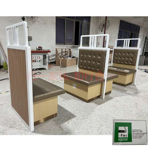 香港冰室靠墙长条卡位梳化，志达行防火卡位梳化内地一手厂家订造批发