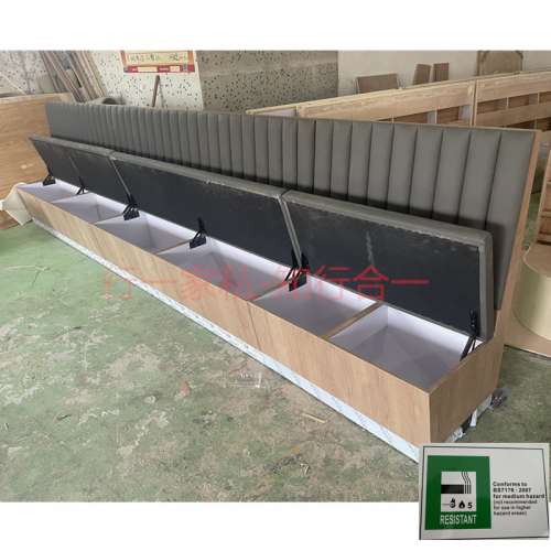 香港冰室靠墙长条卡位梳化，志达行防火卡位梳化内地一手厂家订造批发