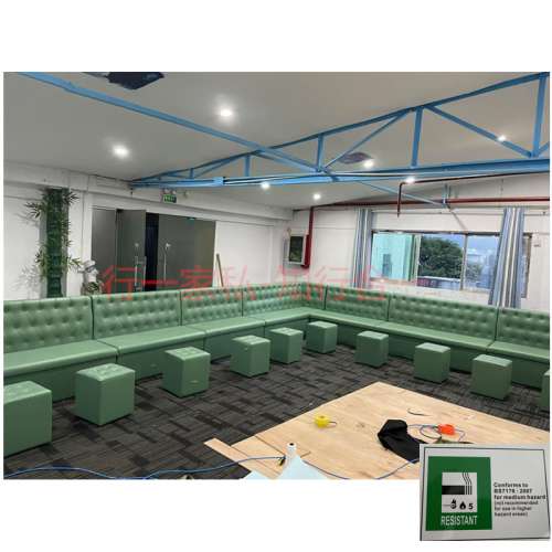 香港餐厅U形卡位梳化，靠墙转角梳化，7176防火卡位梳化订造