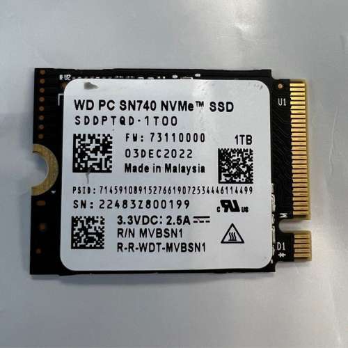 WD SN740 1TB 2230 M.2 NVME 可Steam Deck 使用