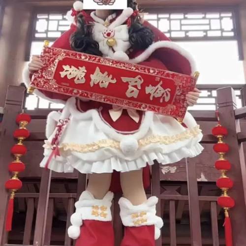 小貓咪新年蘿莉紅色套裝