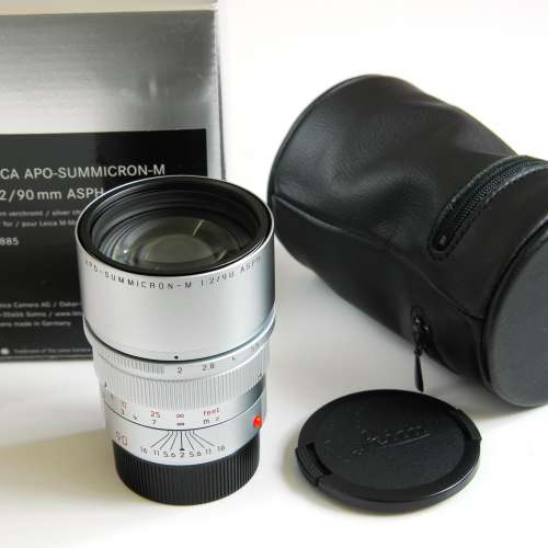 收藏級 Leica M 90mm F2 APO-Summicron-M ASPH silver chrome with pouch/packing