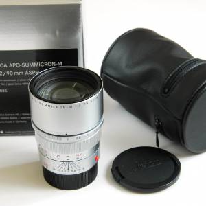 收藏級 Leica M 90mm F2 APO-Summicron-M ASPH silver chrome with pouch/packing