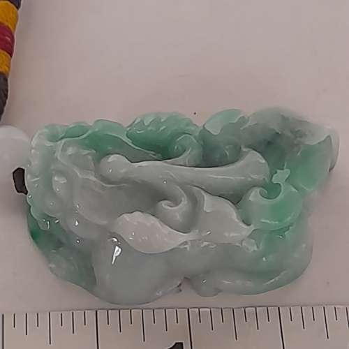 翡翠A玉貔貅吊墜/手把件/小擺件，長約兩吋，有色，  好工圓滑好頭，no.3.4.25
