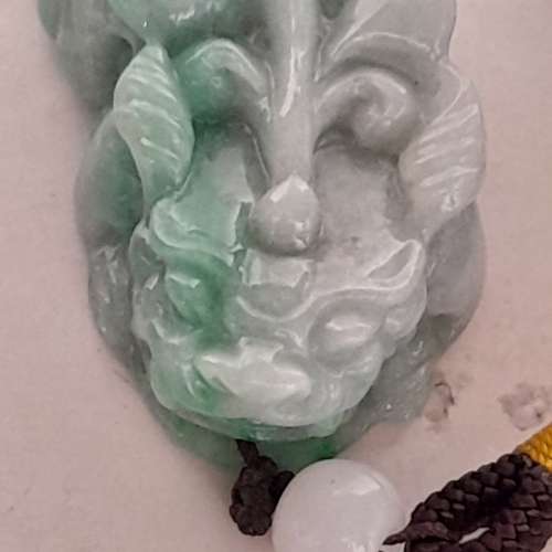 翡翠A玉貔貅吊墜/手把件/小擺件，長約兩吋，有色，  好工圓滑好頭，no.3.4.25