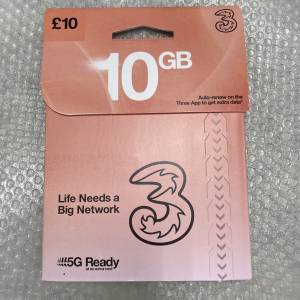 3 UK 10gb 電話卡 上網 (英國 法國 德國 意大利 香港 美國 澳洲 歐洲 電話咭 數據卡...