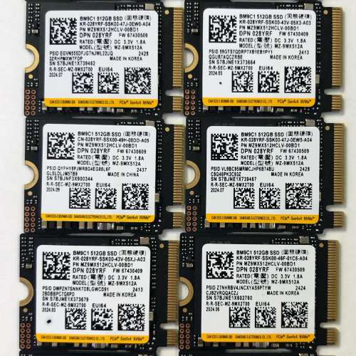 (小量) Samsung BM9C1 512GB SSD 2230 (GEN4)  (全新DELL機拆出) (有需要可加送 22...