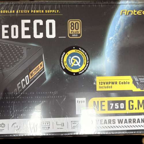 全新 ANTEC NEO ECO NE750 GM 80PLUS GOLD FULL MODULAR ATX POWER SUPPLY