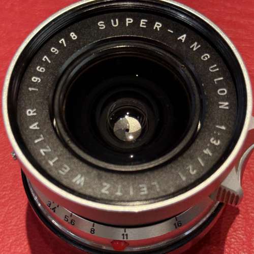 Leica Super-Angulon M 21mm f3.4 Silver Lens Yr.1963 Germany with original hood