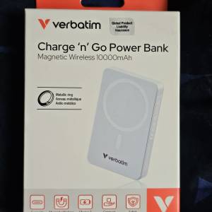 全新 Verbatim Charge 'n' Go 10000mAh 磁吸無線流動充電池