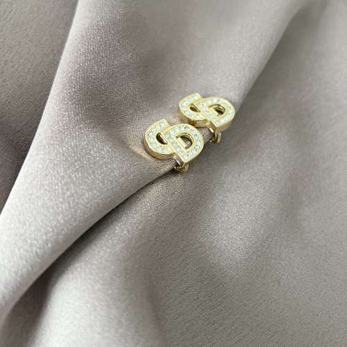 Dior鍍金經典CD水晶耳夾耳環 極美品 日本中古vintage