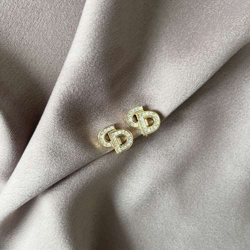 Dior鍍金經典CD水晶耳夾耳環 極美品 日本中古vintage