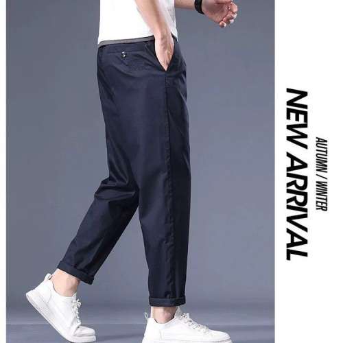 夏季薄款 時尚休閒褲 男士鬆緊腰寬松 西褲 大碼 寶藍［6233竹纖維長褲］；42［220-2...