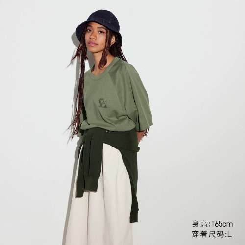 UNIQLO UT PEANUTS印花短袖T恤史努比重磅廓形468900 合作系列 185/128c/xxxxl 53草綠...