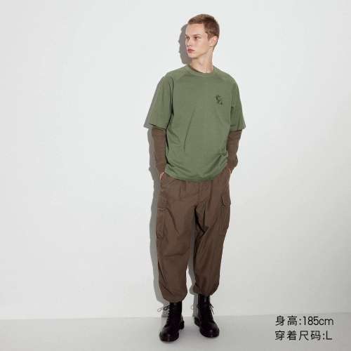 UNIQLO UT PEANUTS印花短袖T恤史努比重磅廓形468900 合作系列 185/128c/xxxxl 53草綠...