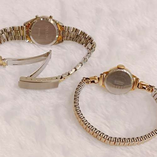 （2隻）💯議價請移玉步#no bargain ⚡Vintage ⌚「COLLINS」 QZ電子size 24mm正常...