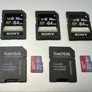 5張SD/Micro SD Card 64gb