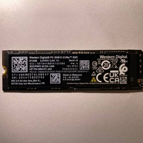 Western Digital SN810 512GB m.2 nvme PCIE 4.0 SSD