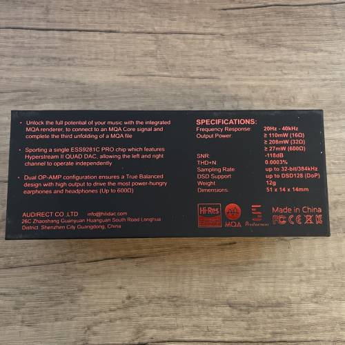 新净Audirect Hilidac Beam 2S 便攜USB耳擴/解碼器