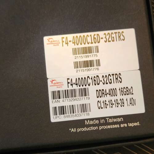 G.Skill 芝奇 Trident Z Royal (皇家戟) DDR4 4000 32GB CL16-19-19-39  (16GB * 2)