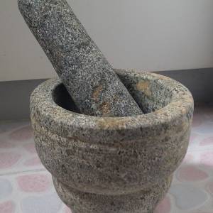 石磨盅 石磨棒 石椿 磨粉 磨藥 石磨器 磨中藥 麻石磨缽 藥盅 研磨缽 磨碗 Mortar a...