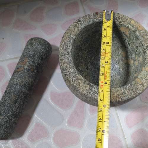 石磨盅 石磨棒 石椿 磨粉 磨藥 石磨器 磨中藥 麻石磨缽 藥盅 研磨缽 磨碗 Mortar a...