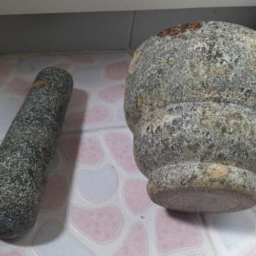 石磨盅 石磨棒 石椿 磨粉 磨藥 石磨器 磨中藥 麻石磨缽 藥盅 研磨缽 磨碗 Mortar a...