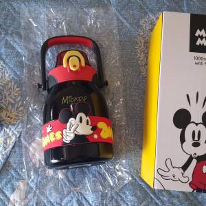 全新米奇老鼠保溫吸管斜孭水壺 Disney Mickey Mouse Vacuum Flask with Straw and ...