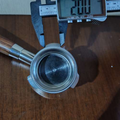 酸枝木柄 不銹鋼51mm 無底咖啡手柄 連 雙份粉碗