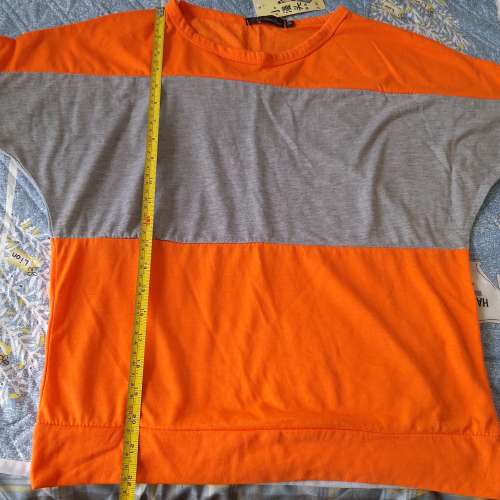 全新橙灰色間條短袖T-Shirt 上衣 T恤 襯衫 襯衣 tee恤 短袖衫