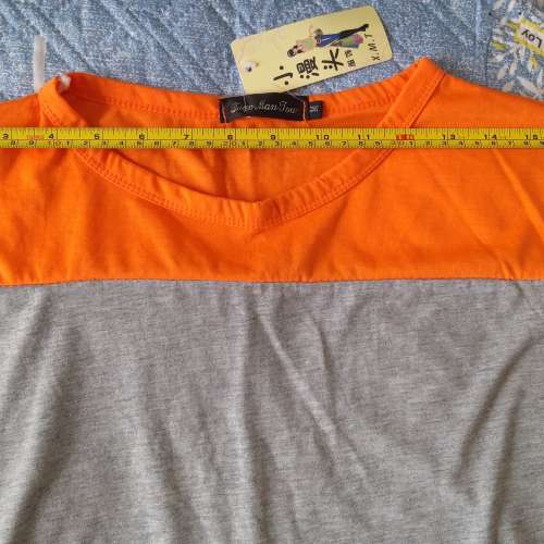 全新橙灰色間條短袖T-Shirt 上衣 T恤 襯衫 襯衣 tee恤 短袖衫