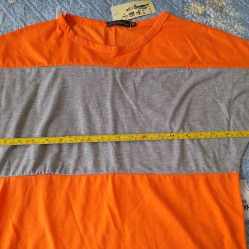 全新橙灰色間條短袖T-Shirt 上衣 T恤 襯衫 襯衣 tee恤 短袖衫