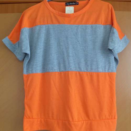 全新橙灰色間條短袖T-Shirt 上衣 T恤 襯衫 襯衣 tee恤 短袖衫