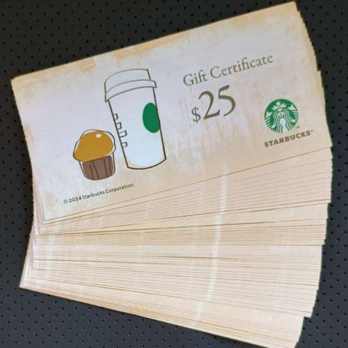 Starbucks vouchers $25 x 40