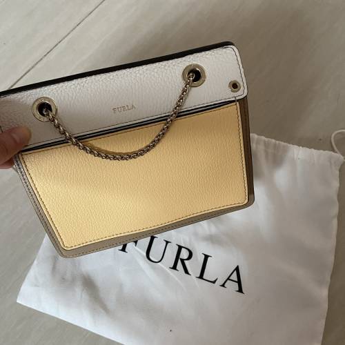 Furla全新拼色鍊條袋