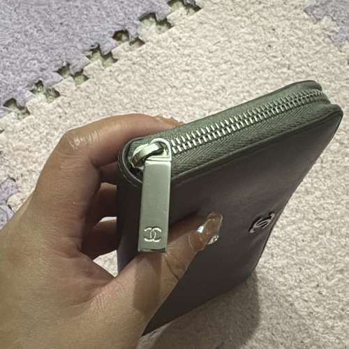 Chanel Coco Mark Round Zip Brilliant Black Authentic Caviar Skin Long Wallet SHW