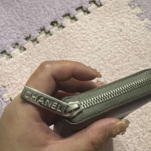 Chanel Coco Mark Round Zip Brilliant Black Authentic Caviar Skin Long Wallet SHW