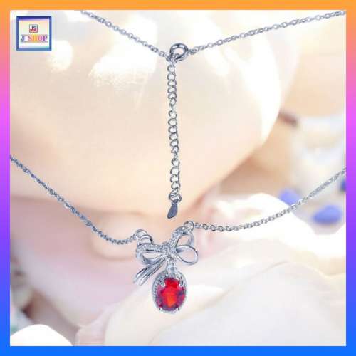 貴氣高雅蝴蝶結紅石榴鋯石頸鏈《附送精美*紐扣絨布袋*一個 ※ 送完即止 ※》(型號...