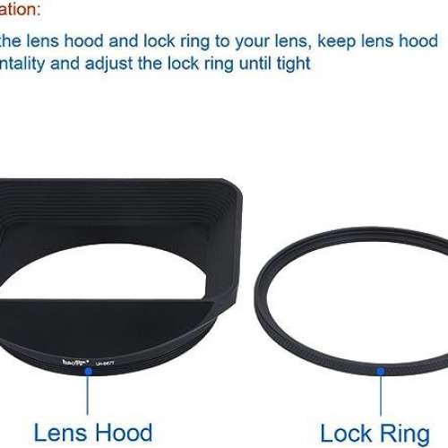 HAOGE LH-B67T 67mm Square Metal Screw-in Mount Lens Hood With Cap For Leica