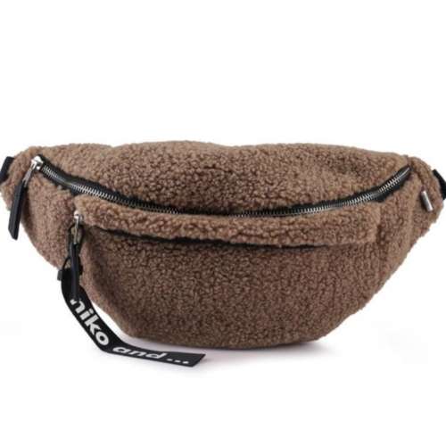 100% NEW - 日本品牌 男女合用腰袋︰Niko and ... Brown Color Logo Bum Bag 啡色毛...